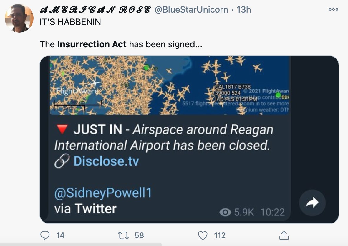 Sigh. Insurrection Act signed. The pope was arrested for child molesting. Pakistan blackouts are PROOF that blah blah blah. Just put these people in jail already.