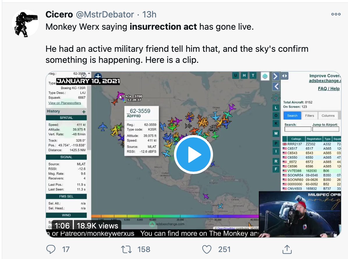 Sigh. Insurrection Act signed. The pope was arrested for child molesting. Pakistan blackouts are PROOF that blah blah blah. Just put these people in jail already.