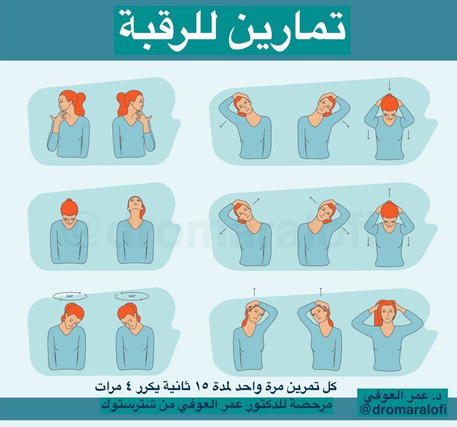 Dr Omar Alofi د عمر العوفي On Twitter تمارين إطالة للكتف والرقبة والظهر تمارين ستزيد المرونة وكثير من الأحيان تكون سبب في إزالة آلام كثيرة عادة كل تمرين يكون عدة واحدة لمدة