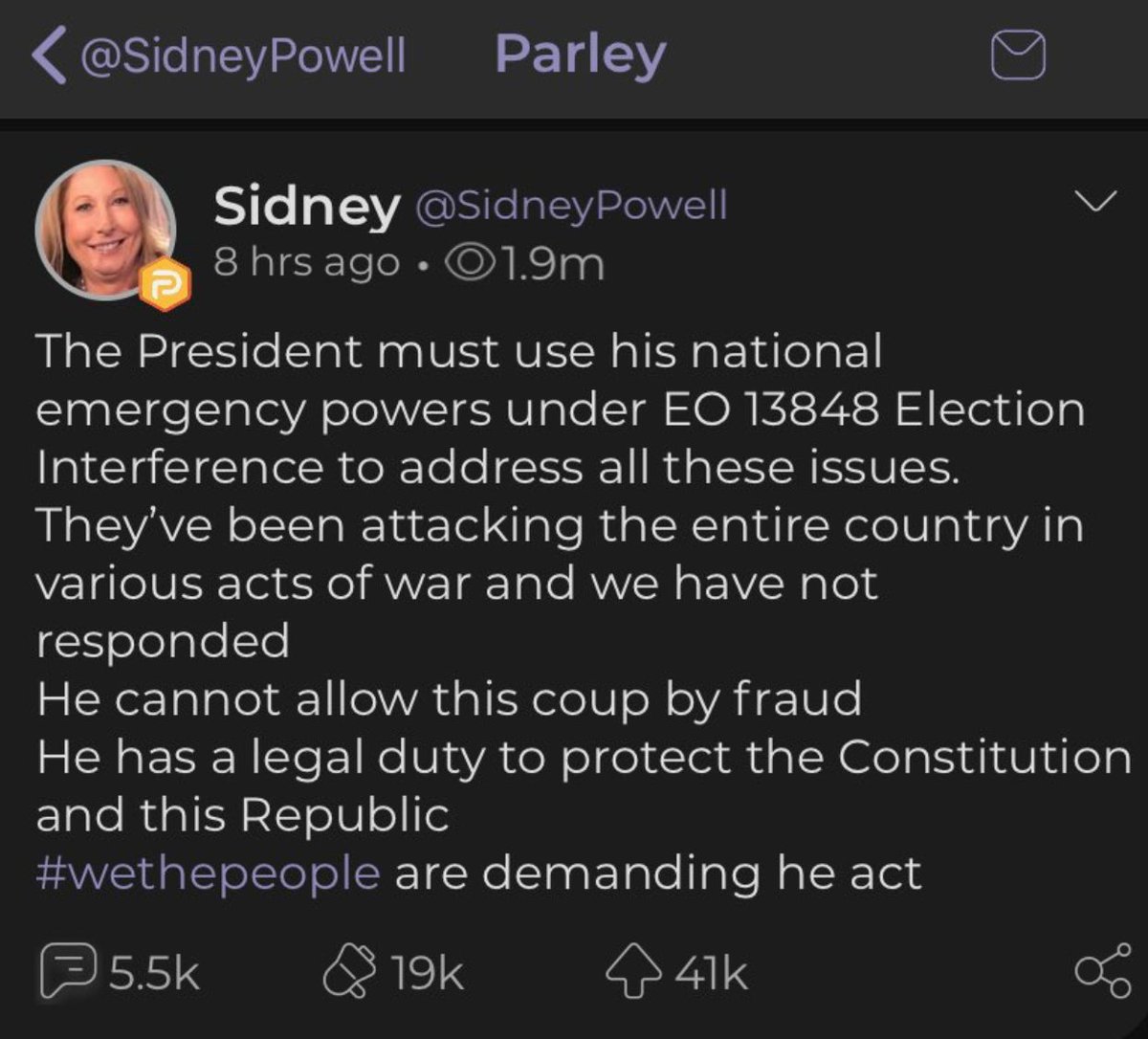 Real Sidney Powell provider of fake news complains about fake Sidney Powell selling real gold coins.