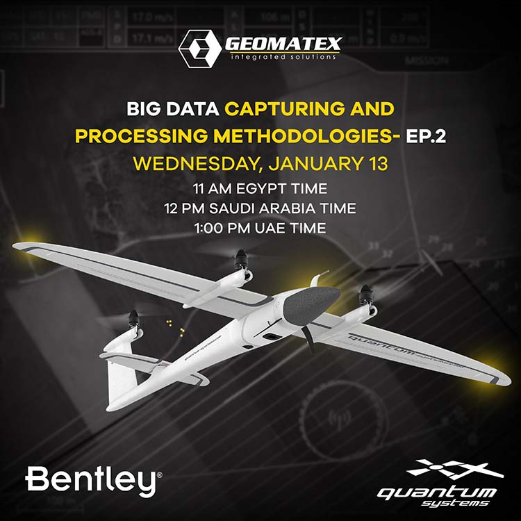 geomatex's tweet image. Watch the second episode of our Reality Modeling+ webinar series on 13-Jan-21 at 11 AM (GMT+2) as we discuss how to capture and process large mapping datasets with products from @quantumdrones &amp;amp; @BentleyMidEast.
 
Register here: bit.ly/37JMvig
