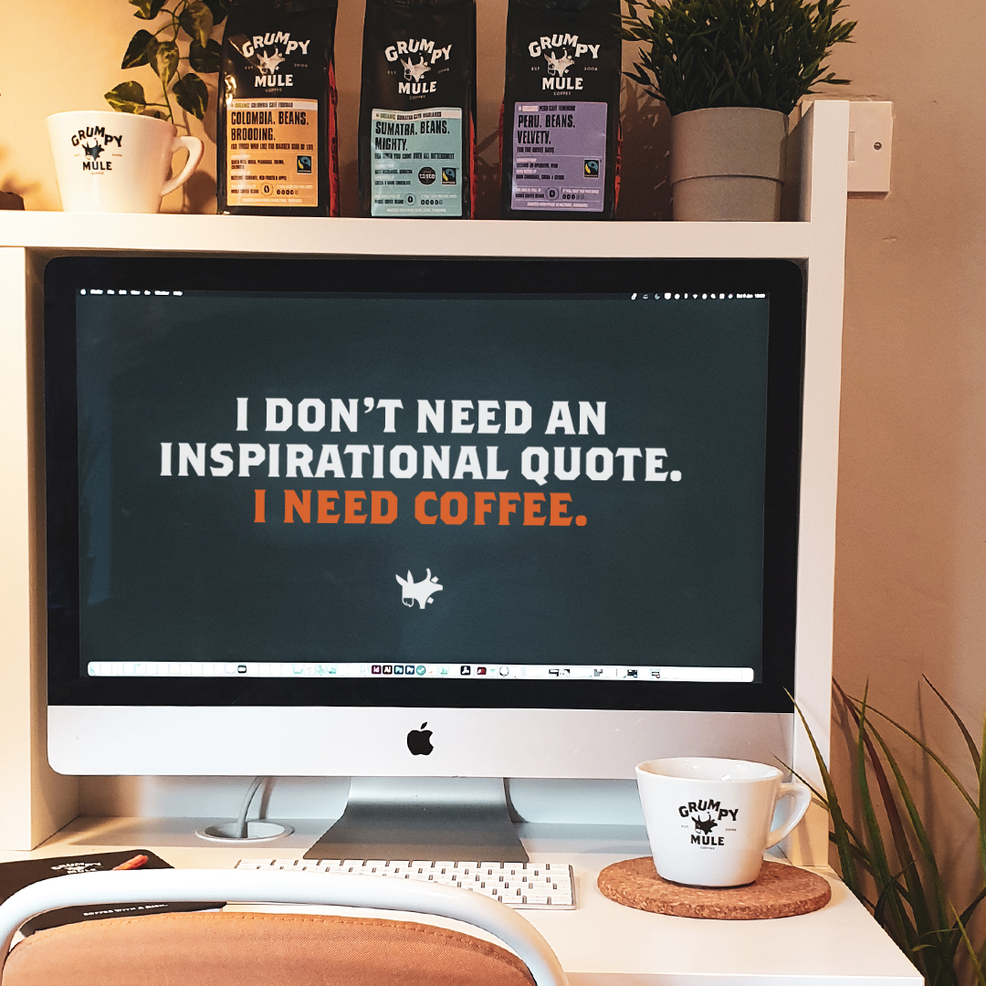 GrumpyMule's tweet photo. Time to spice up working from home. Here at Grumpy Mule we are making sure our desks look their best. Of course, our desk essential is a cup of Grumpy Mule coffee! The perfect WFH companion.
#grumpymule #cleanoffyourdeskday https://t.co/UF59UszwLl