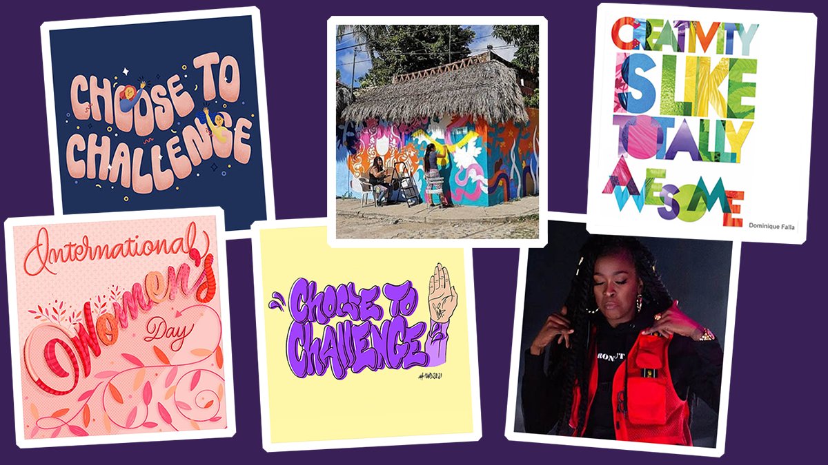 womensday's tweet photo. #InternationalWomensDay 2021 sees a fabulous #WomenCreatives mission celebrating & elevating women worldwide 👉🏽 https://t.co/1XrlZuNDcs Find out more & participate in a whole range of exciting #IWD2021 activity: #Typographers #Rappers #StreetArtists & more 💜 #ChooseToChallenge https://t.co/MsA6STbiuj