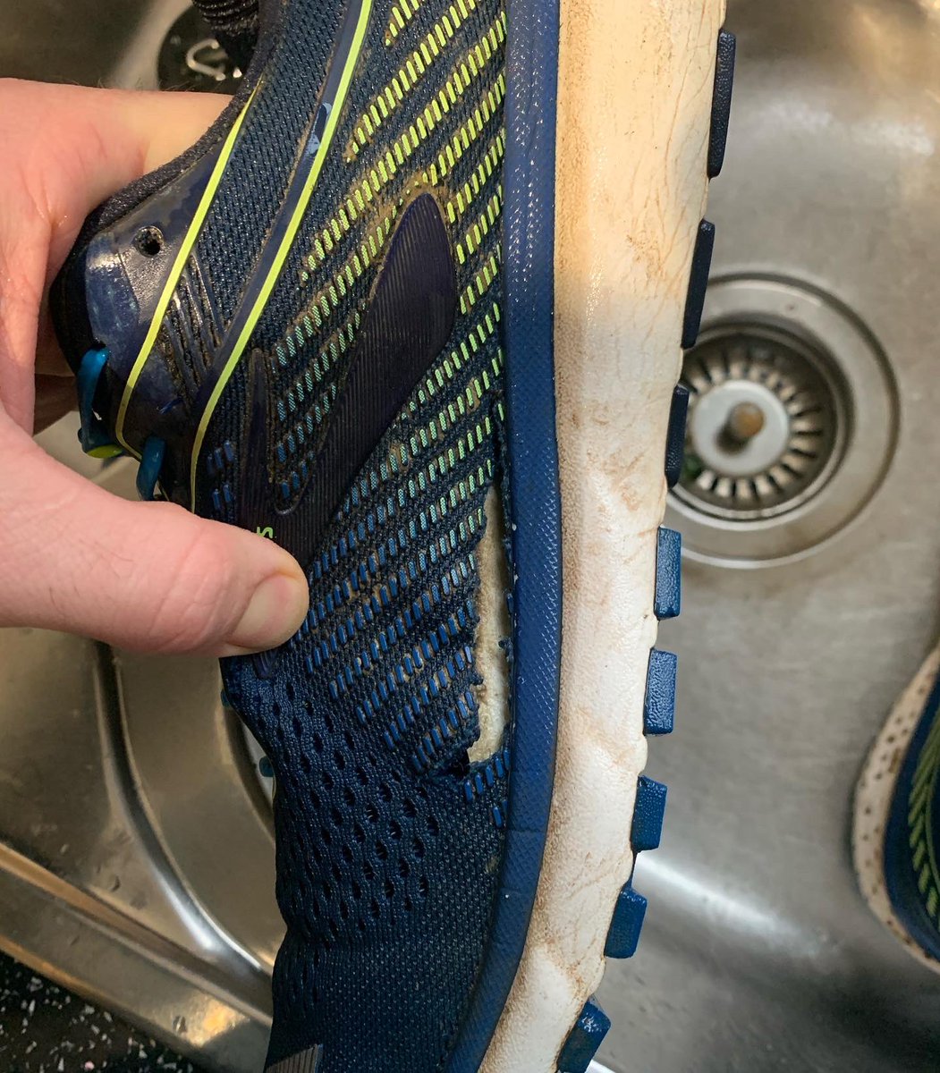 Nugski's tweet photo. @brooksrunning had these trainers 15 months and they have just fallen apart. Absolutely disgraceful. Last thing I need when furloughed. Very poor quality. First and last pair. Would not recommend.  #run #running #runshoes #runningshoes #brooks https://t.co/A5BMaRX0pZ