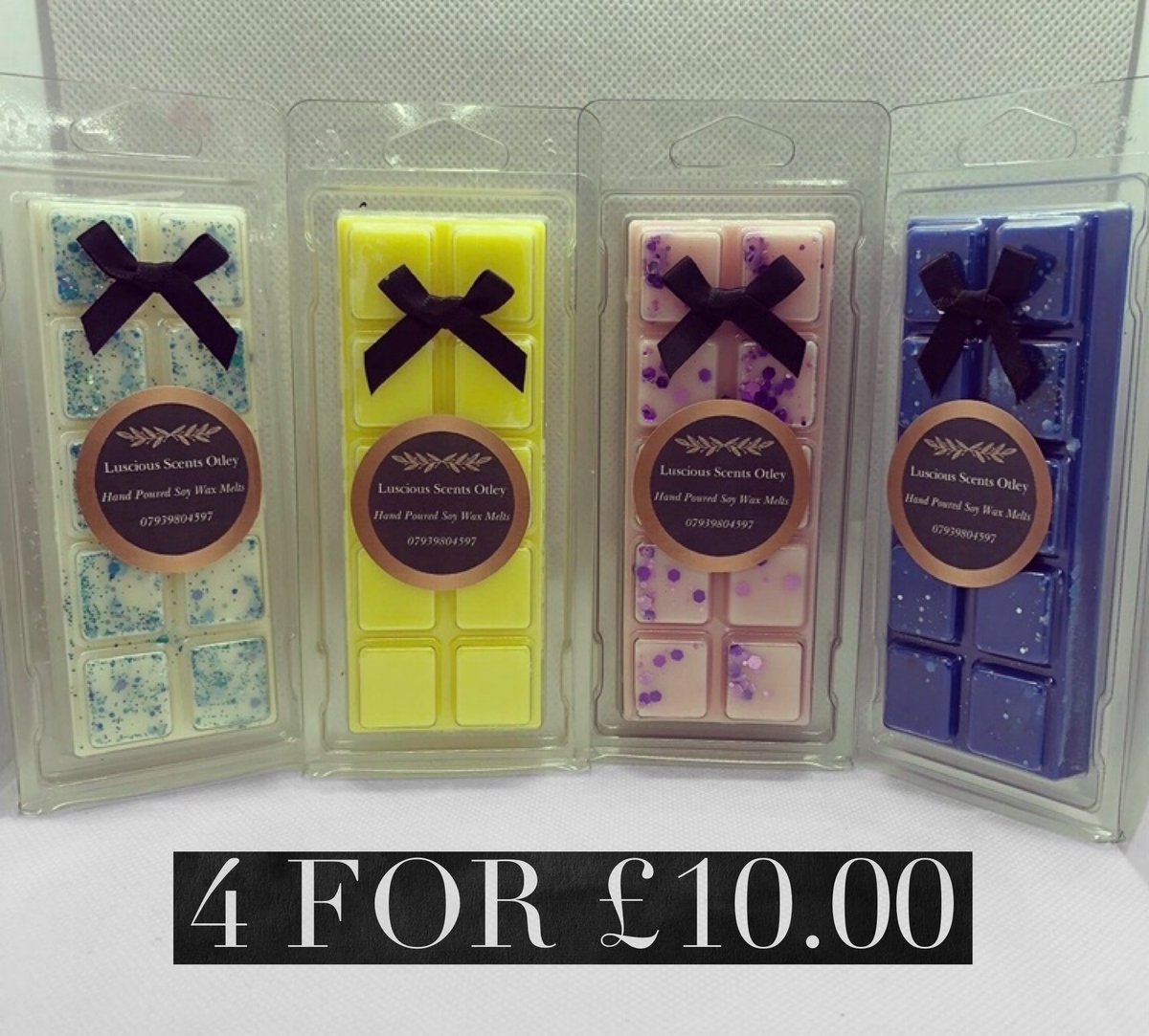 OtleyScents's tweet photo. Lockdown Offer, 4 for £10.00 on our Hand Poured Soy Wax Melts in Snap Bar Style Clamshells. I have over 80 Fragrances to choose from. Shop now https://t.co/1TJRqZYDoU  #SupportSmallBusinesses https://t.co/zZdTtTPmAm