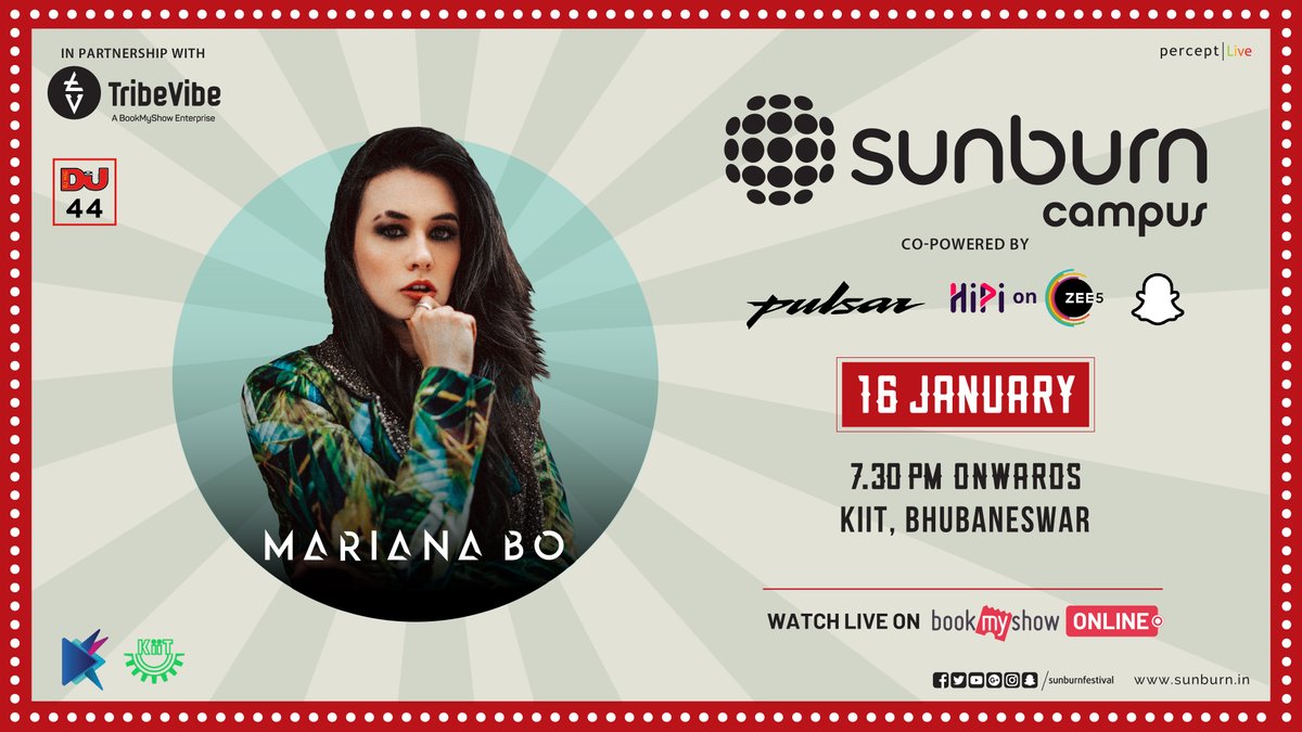 TribeVibeLive's tweet photo. #SunburnCampus ft. @djmarianabo at @KIITFest @KIITUniversity is going to be one such crazy EDM bash that you wouldn't want to miss on. ๐ฅณ
#Snapchat #EDMFestival #SaturdayNightPlans #WeekendGood #MondayThoughts #WeeklyHighlights https://t.co/lIDLWvTAql