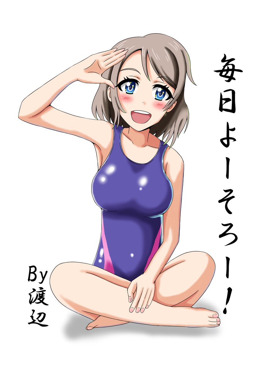 手描きイラスト 原画 1点もの B5 ようちゃん ラブライブ ラブライブサンシャイン 同人イラスト 水彩 水彩紙 水着 渡辺曜 5 好評 1点もの