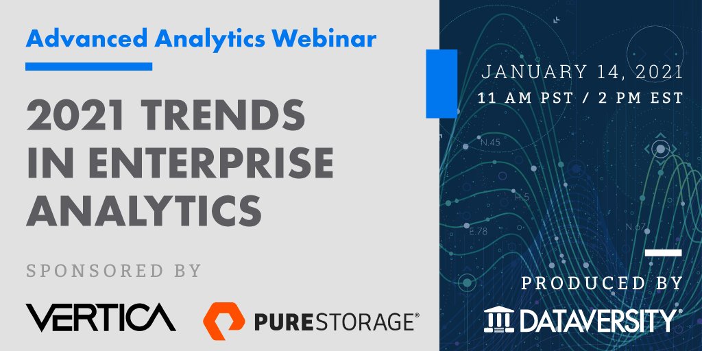 Manish_Balooja's tweet image. Join Dataversity & #BigData expert @williammcknight to learn the #data_architecture and projects to build into your 2021 plans for #data_analytics – your company’s performance depends on it! bit.ly/35vX1bj #TeamVertica