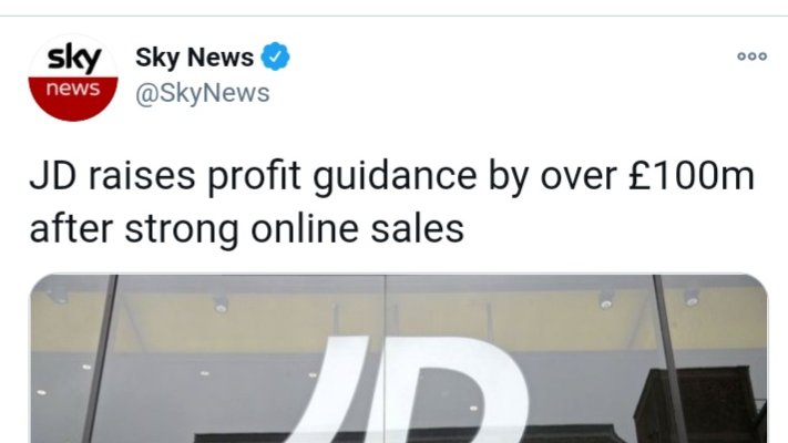 DontOrderFromJD's tweet photo. 📣📣 News just in:
‼"JD raises profit guidance by over £100million after strong online sales"‼
We wonder why, huh! @EscrocPro
@ComplainingCow @MartinSLewis @BBCWatchdog @ConsumrRightsUK 
https://t.co/oKSSsomZ3G https://t.co/tS6Df2Wjon