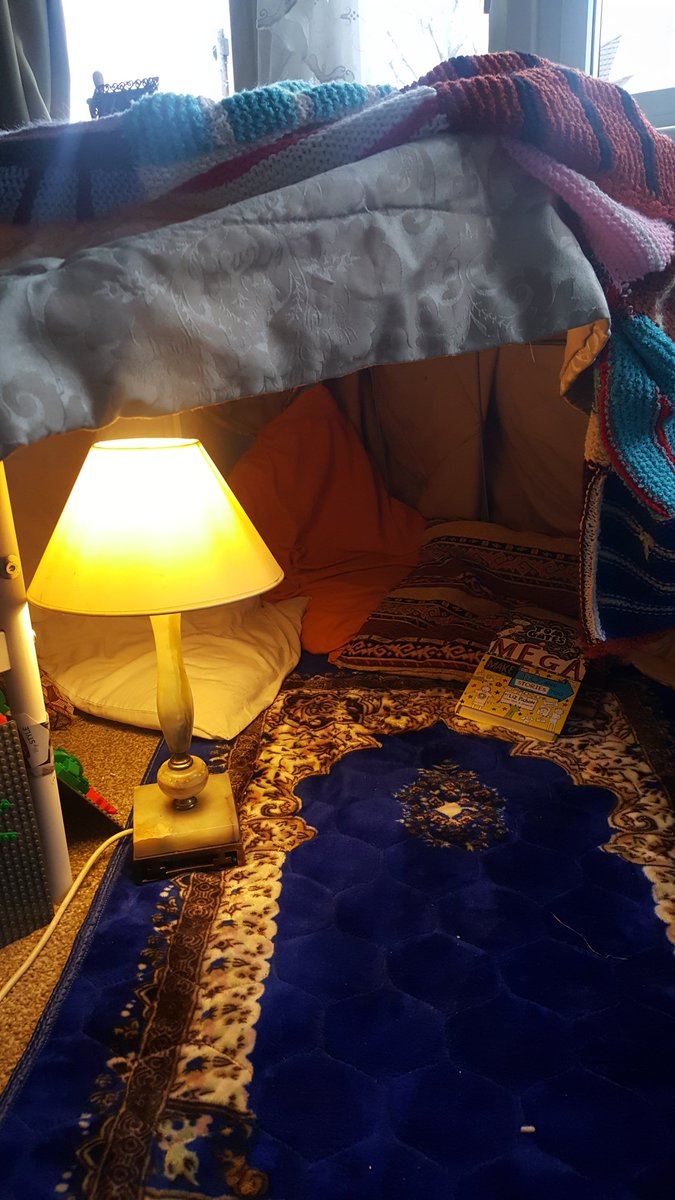 Denisevdenis's tweet photo. @StBernsPrimary Ezrah in his reading den. Might crawl in there myself!#readingden #english #homelearning https://t.co/IS3WNoVYpr