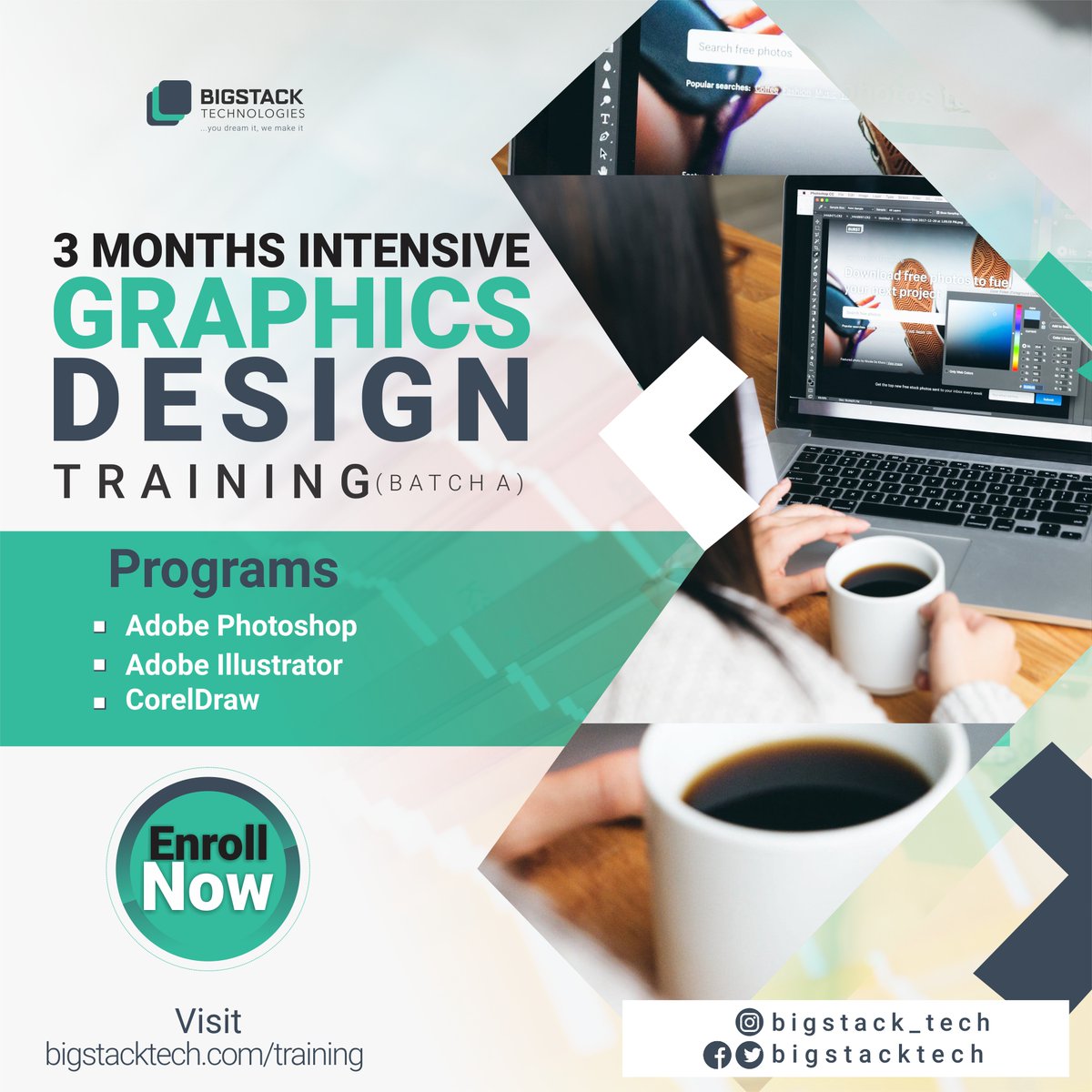 bigstacktech's tweet photo. 3 Months Intensive Graphics Design Training Ongoing @bigstacktechnologies
You can become an advanced creative designer in 3months.
To enroll visit: https://t.co/06mZTfcM60
#graphicsdesign #bigstacktech #graphics #webdesign https://t.co/6GPZ6TCYc7