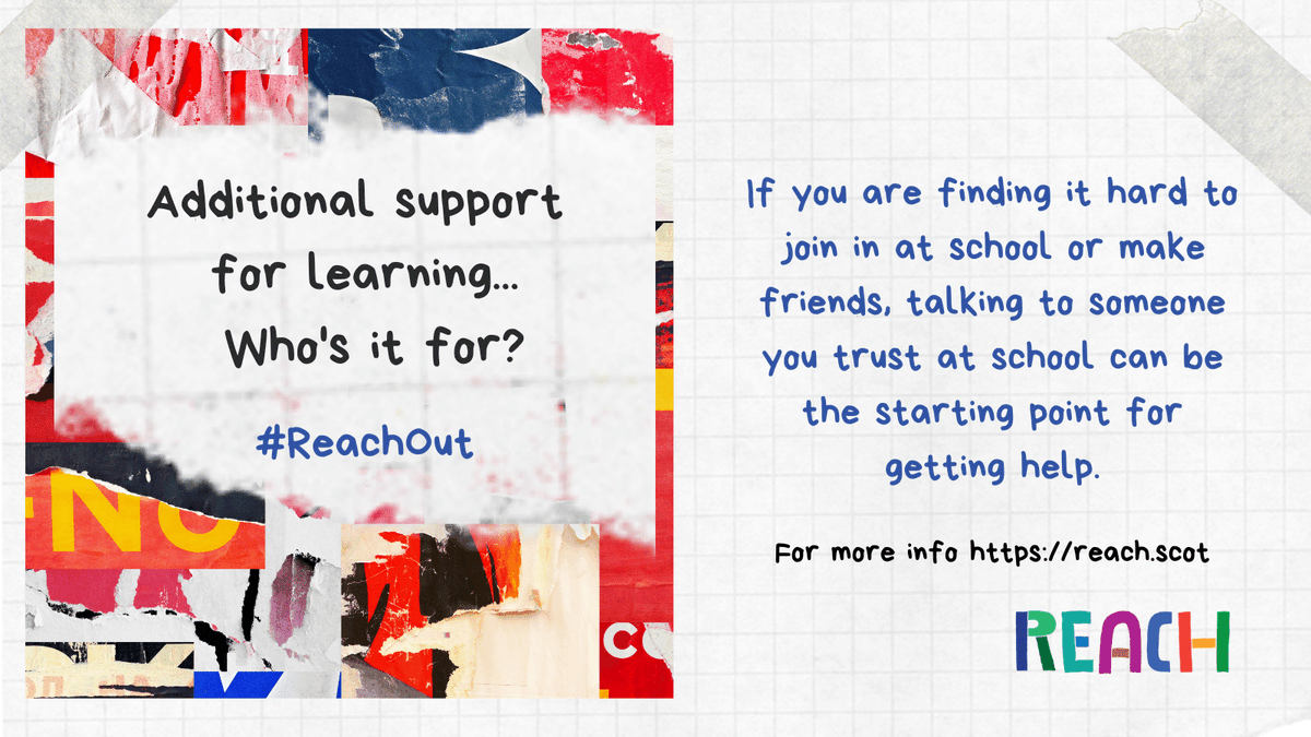 Reach_Scot's tweet photo. People sometimes think only pupils with a diagnosis or a particular condition can get #AdditionalSupportForLearning in school.

But there are lots of reasons why you might need extra support with your learning at school sometimes.

Here are a few 👇
https://t.co/zCIGR3QBrZ https://t.co/YoNRNAhZ7U