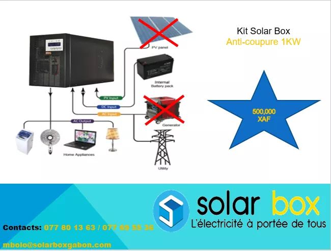 Pour mettre fin aux coupures de courant, Solar Box Gabon vous propose son kit anti-délestage au prix de 500.000 FCFA .

N'hésitez plus et contactez-nous au 077 91 53 13.

Excellent début de semaine, et que le soleil🌞 soit avec vous!!!

#Solarisonsnous
#SolarBoxGabon