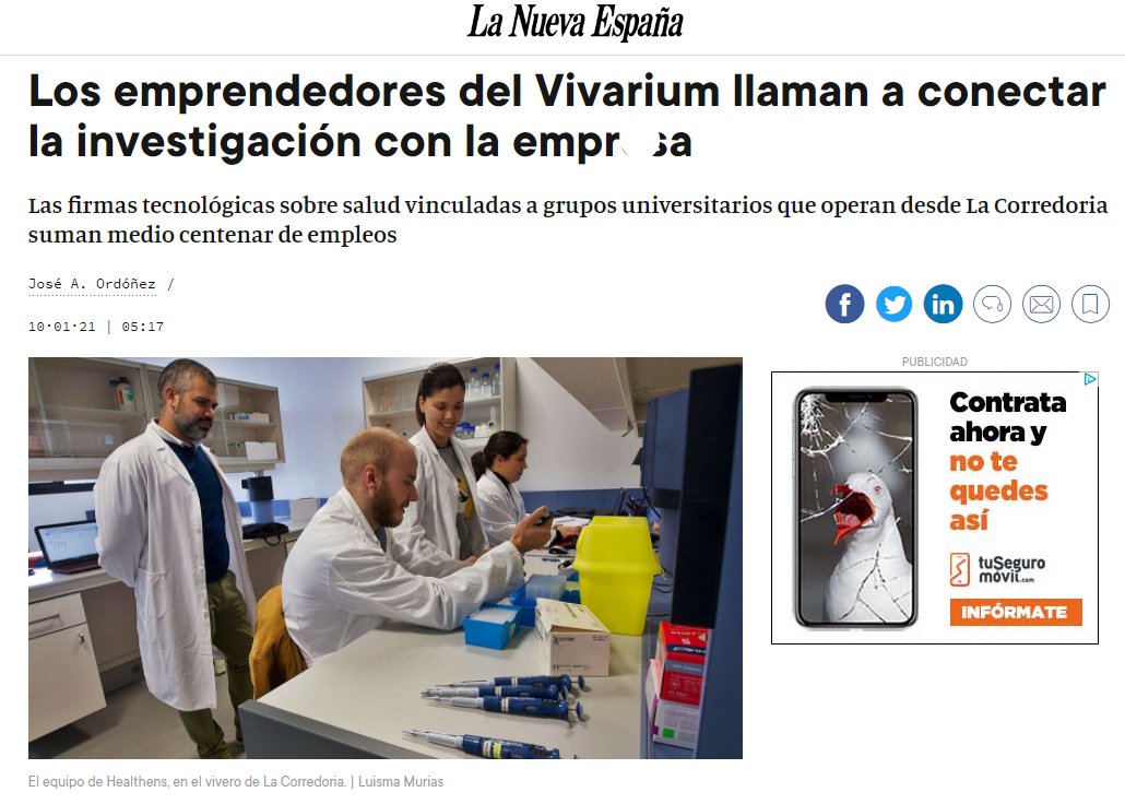 "Los emprendedores del #Vivarium llaman a conectar la investigación con la empresa"
lne.es/oviedo/2021/01…
José A. Ordóñez en <a href="/lanuevaespana/">La Nueva España</a> 
#MilladelaBataBlanca
