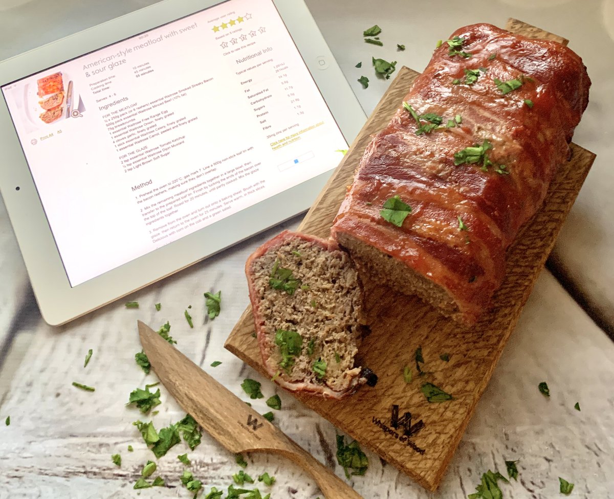 A lovely low fat recipe  from @waitrose  American style meatloaf with a sweet and sour glaze  it’s sat on my  fabulous prize I won for #starbaker from @WoodWhispers @thebakingnanna1 @Rob_C_Allen #twitterbakealong 💜