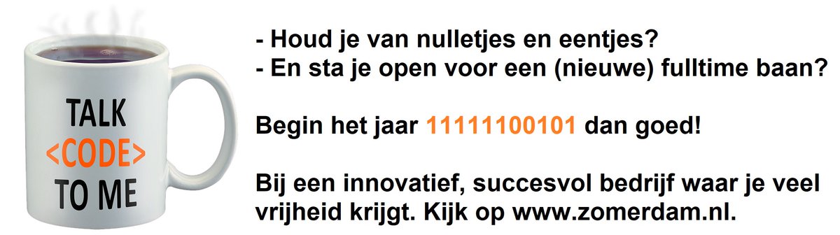 Op zoek naar een (nieuwe) #job als softwareontwikkelaar? Kijk dan hier: zomerdam.nl/nieuws/206-we-…
#baan #vacature #nieuwecollega #collegagezocht #softwaredeveloper