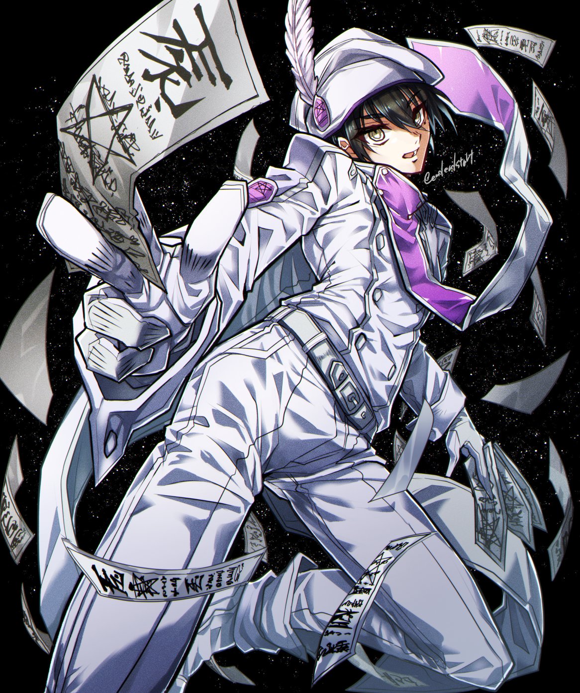 ハオロ ちょいいそがし 完成しました スケブで描かせてもらいました ドリフターズの安倍晴明です 腰がしなった感じでかっこいいイラスト ということで真面目に頑張ったんですが影の塗り方に迷走したので二枚用意して ハオロ ちょいいそがし 完成しました スケブで描かせてもらいました ドリフターズの安倍晴明です 腰がしなった感じでかっこいいイラスト ということで真面目に頑張ったんですが影の塗り方に迷走したので二枚用意して