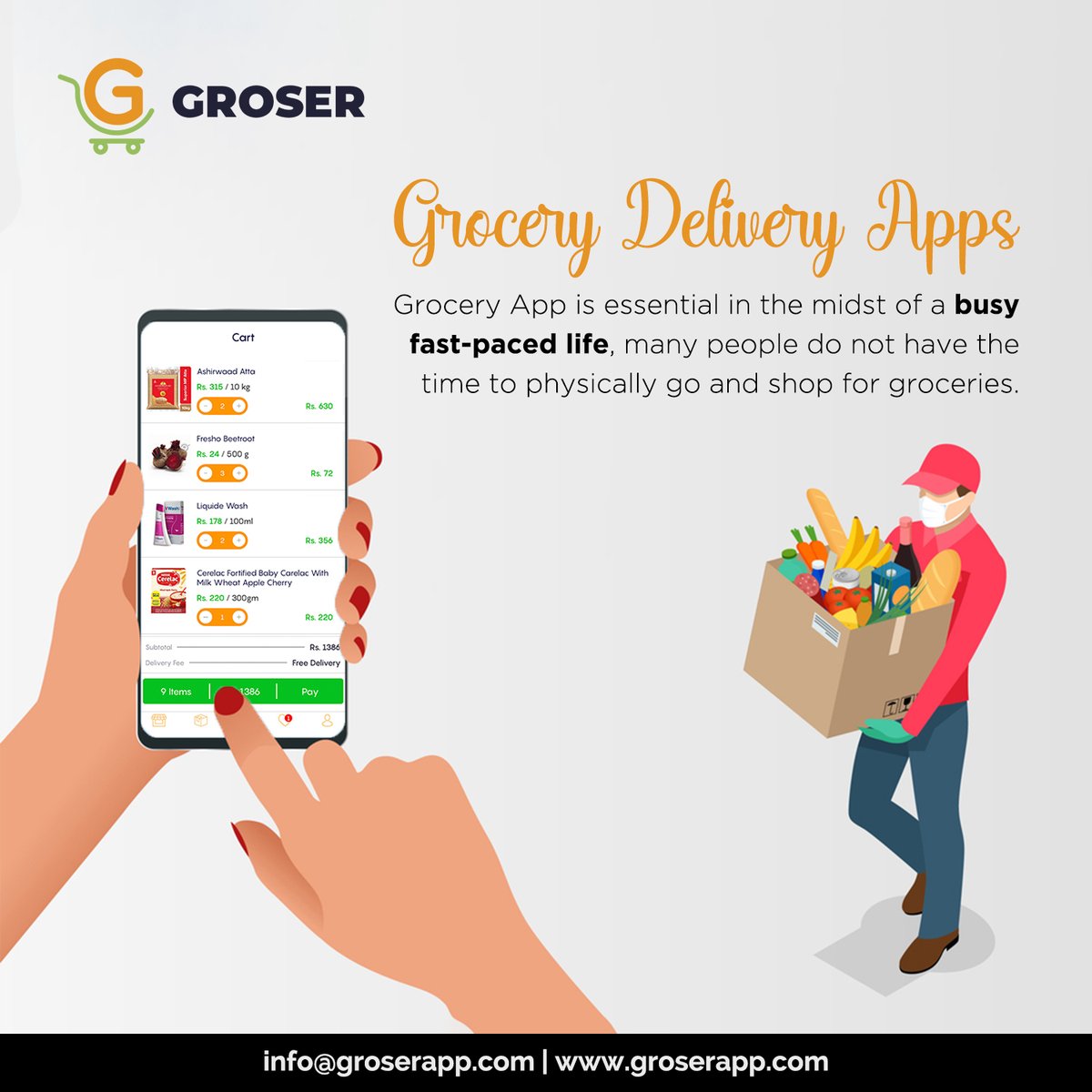 GroserLocal's tweet image. Grocery Delivery Apps:- Grocery app is essential in the midst of a busy fast-paced life, many people do not have the time to physically go and shop for groceries..!
For more information Visit Us/ Call Us / Mail us..
#groceryderlivery #onlinestoreindia #grocery #shopping.