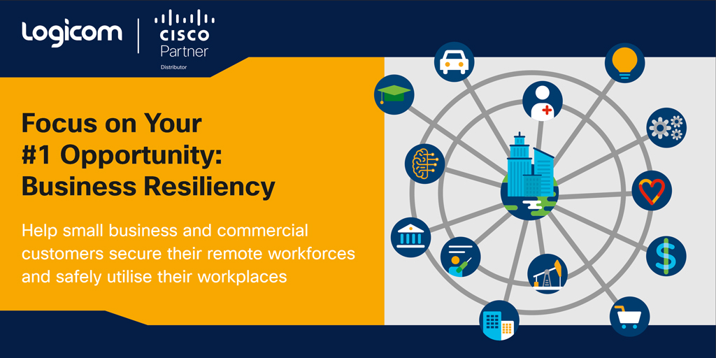 LogicomDisti's tweet photo. Help your customers to empower their workforce & transition to a #TrustedWorkplace! Begin building #BusinessResiliency with key @Cisco solutions: https://t.co/K0vOhAI36Z https://t.co/jW5ssi5rLQ