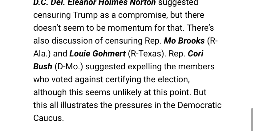 14th Amendment is starting to get buzz @EleanorNorton is pushing censure, but that is not going to be enough for lots of Ds
