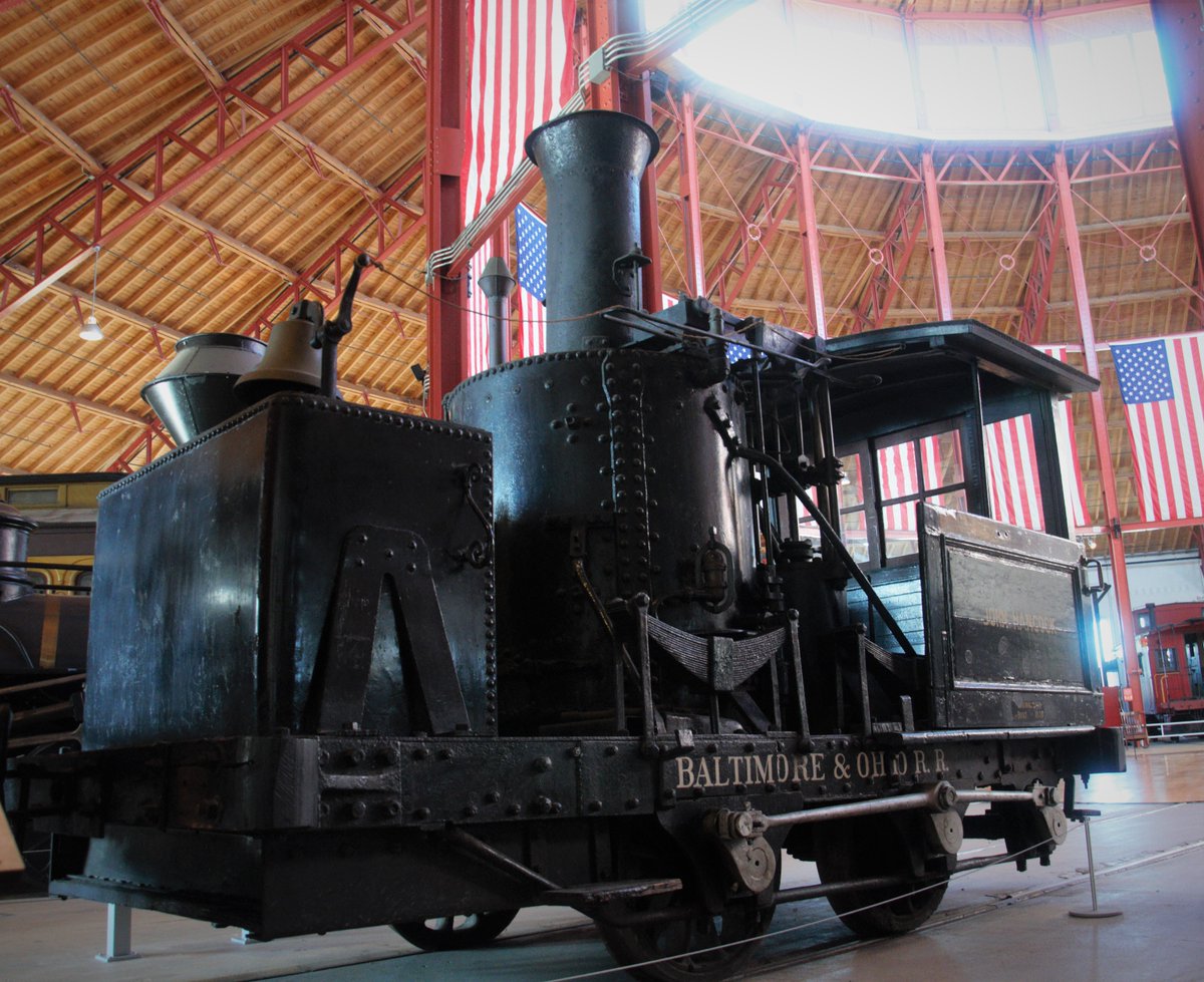 nat_railroad's tweet photo. #TrainTalk The Hancock was built in 1836 at Mt. Clare. Its design improved upon that of the York and Atlantic with the addition of a covered cab for the engineer (a B&O first), & dual-powered axles. See this innovation in locomotive history at the B&O today! #BOTrainTalk #VisitBO https://t.co/N23Qbd4WQr