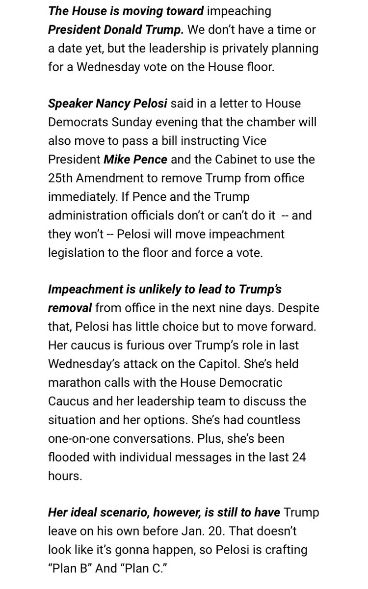 Punchbowl AM: Impeachment, and  @GOPLeader’s problemImpeachment is likely coming Wed.  @SpeakerPelosi holding out hope  @realDonaldTrump steps downBut she’s prepping for all sorts of scenarios