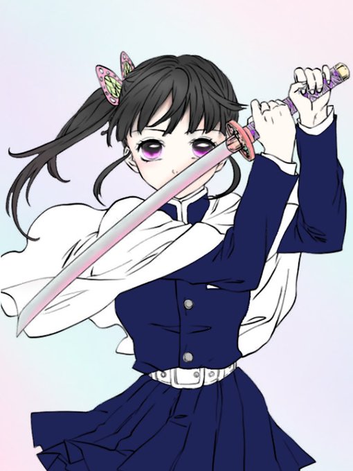 カモちゃんさんがTwitterに投稿した栗花落カナヲ(鬼滅の刃)のイラスト。