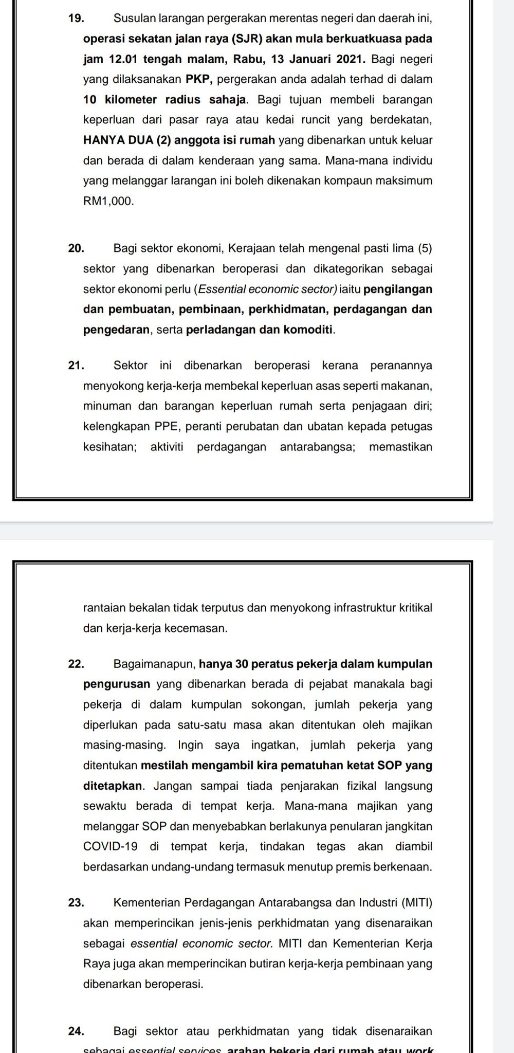 O Xrhsths Cuti Cuti Malaysia Sto Twitter Sekatan Jalan Raya Akan Berkuatkuasa Pada Jam 12 01 Tengah Malam Rabu 13 Januari Sila Rancang Perjalanan Anda Dengan Selamat Https T Co Atsm75u8nq