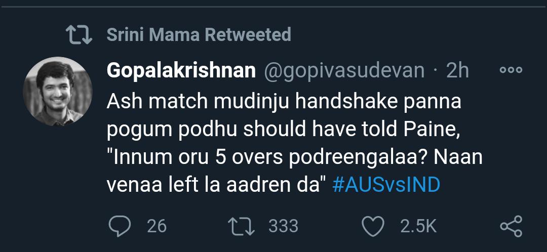 gowtham9585gow's tweet photo. @FarziCricketer #Ashwin #INDvAUS #stevesmith #INDvsAUSTest #RishabhPant #RahulDravid #Ashwin #timpaine
#SydneyTest #gabba https://t.co/7zWS829tzu