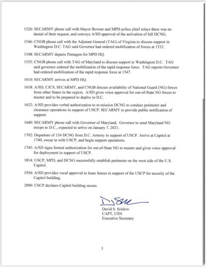 Secretary of Defense Timeline since January 1 until the 6th