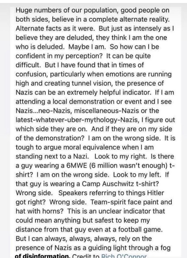 deemadigan's tweet photo. If there are nazis on your side, you’re on the wrong side https://t.co/W3sZlFaaM6
