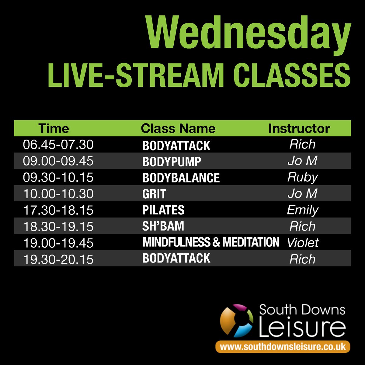 SDownsLeisure's tweet photo. New Live-Stream Timetable Launch!
Today we are launching our new schedule for Live-Stream classes - make sure to take a look at when your favourite classes are on and book these into your weekly routine!

*Full timetable available via the app* 
All classes are completely FREE https://t.co/VKVxpkrGta