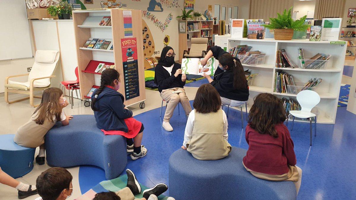 SISQdoha's tweet photo. As part of their CAS project, Grade 9 Huda and Aisha read a story to Kindergarten students. #ExperienceSISQ #LearningNeverStops #Reading #CreativityActivityService #SwissInternationalSchoolQatar #IBWorldSchool #InternationalSchool #MultilingualSchool https://t.co/fkXpjTzHnZ