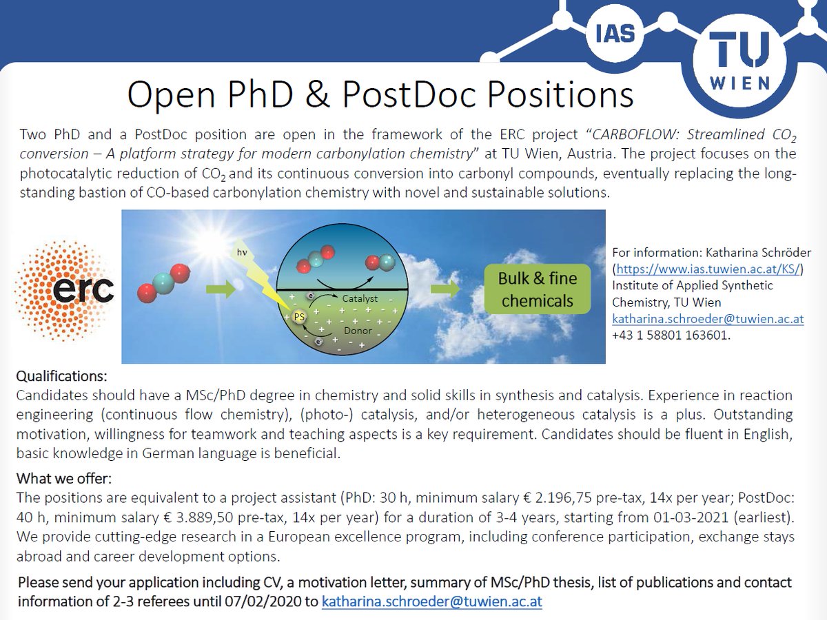 Have a look at these job offer for ERC funded positions from my colleague Kathi Schröder at our institute: ias.tuwien.ac.at/fileadmin/IAS/… 
jobs.tuwien.ac.at/Job/140171