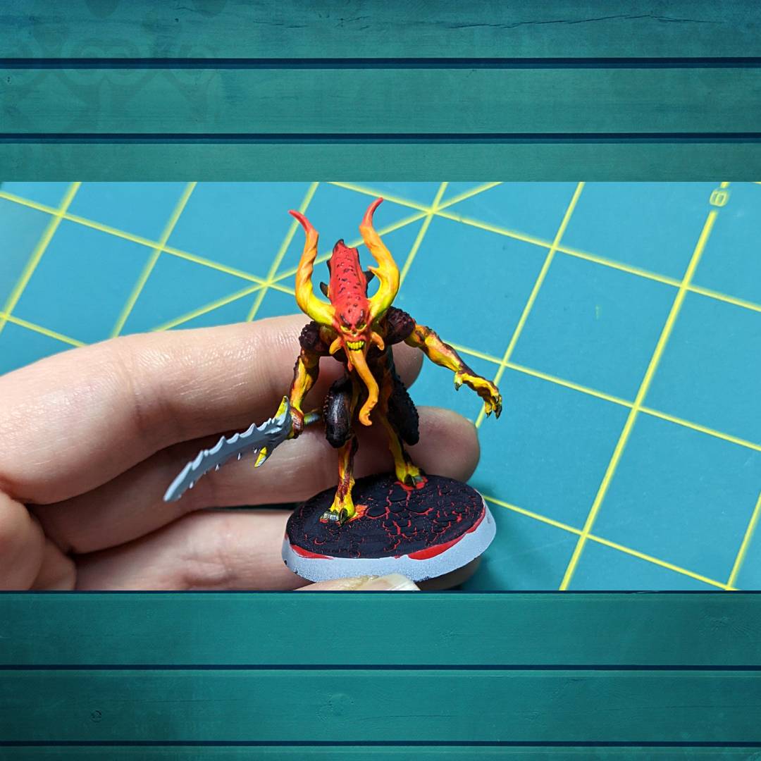 NaptimeHobbies's tweet photo. #WIP Added a little bit of basing after the Twitch stream, the lava bodies actually make sense!
.
#warhammercommunity #warhammer #warhammercrusade #warhammer40k #miniatures #chaos40k #chaosdaemons #paintingwarhammer #warhammerpainting #warhammer40000 #miniaturepainting #khorne https://t.co/V1lUwYsfpF