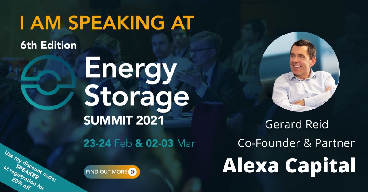 Solar Energy Events (@_solarenergy) on Twitter photo We are delighted to announce that Gerard Reid (bit.ly/39kNftB), Co-Founder & Partner at <a href="/AlexaCapital/">Alexa Capital</a> will be opening our 6th annual Energy Storage Summit next month.
You can save 20% when you use Gerard's code: SPEAKER
Book Your Ticket >> bit.ly/3bt2fIE We are delighted to announce that Gerard Reid (bit.ly/39kNftB), Co-Founder & Partner at <a href="/AlexaCapital/">Alexa Capital</a> will be opening our 6th annual Energy Storage Summit next month.
You can save 20% when you use Gerard's code: SPEAKER
Book Your Ticket >> bit.ly/3bt2fIE