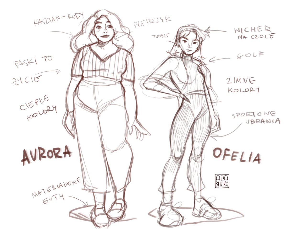 Doodle from last week. I focused more on notes than the sketch itself. #oc
Here's eng translation if anyone is interested:
AURORA:
hair- chestnut red
a mole
clothes- stripes are LIFE
warm colors palette
cotton cloth shoes (tbh im not sure bout it)