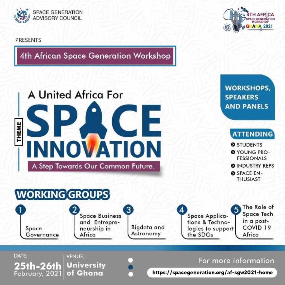 The 4th African Space Generation Workshop will be happening next month in Ghana. Event organiser is our very own Kingsley Ahenkora-Duodu.