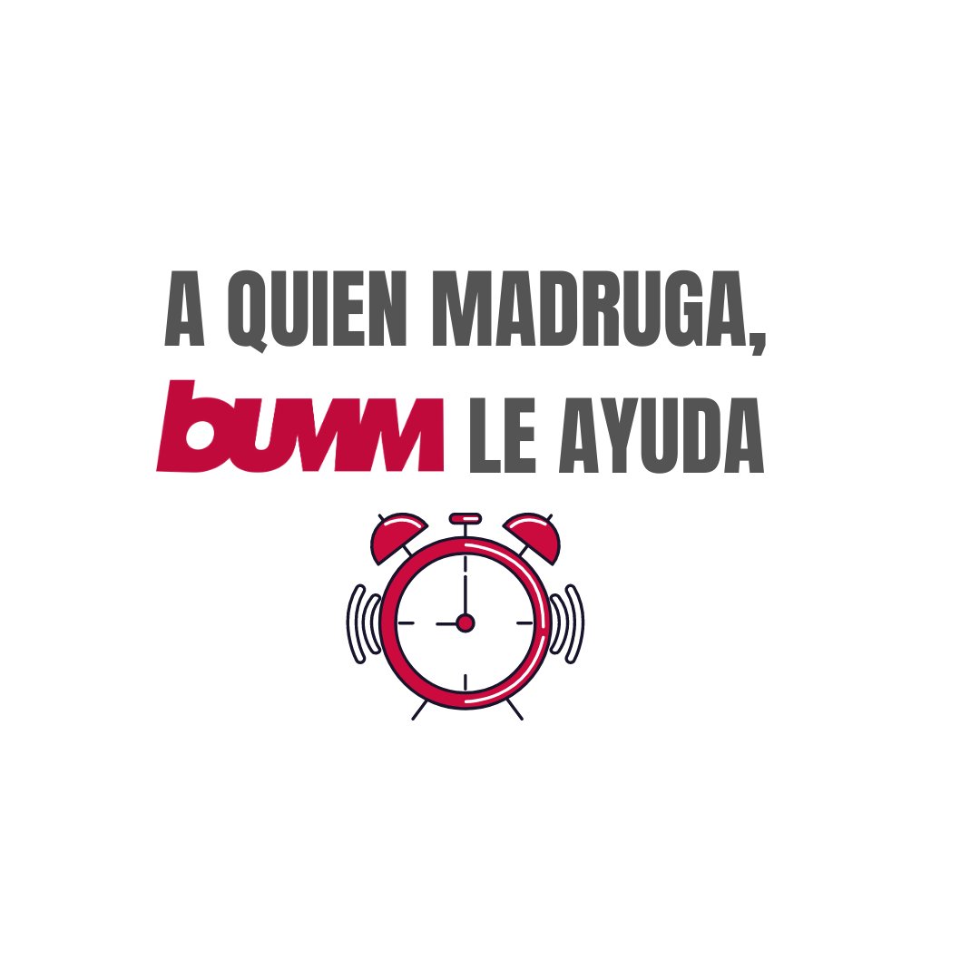¡Buenos días! 👋🏼 En BUMM nos encanta aprovechar cada día al máximo y trabajar temprano desde primera hora, así no sentimos que hemos perdido el día.

Cuanto más pronto te levantas, más horas al día para organizar tu trabajo y así, afrontamos el día muchísimo mejor 💪🏼

#BUMM