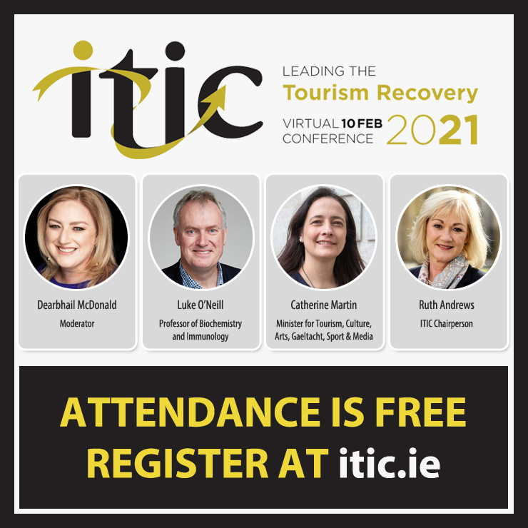 Irishtourismind's tweet photo. 📢ITIC Virtual Tourism Conference - Leading the Tourism Recovery. Join us on February 10th for our free virtual conference. Agenda &amp; Registration on... https://t.co/AE7qFHJ7Pl #ITICConf21 @cathmartingreen @DearbhailDibs @laoneill111 https://t.co/vWSXmXG8r7