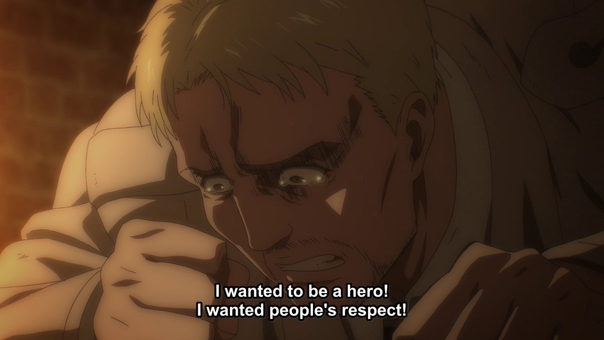 Both Eren and Reiner not only faced the cruelty of oppression, but they also had the desire to help others. Even more importantly, they had selfish desires that kept them moving forward into hell."I was right... I'm the same as you."