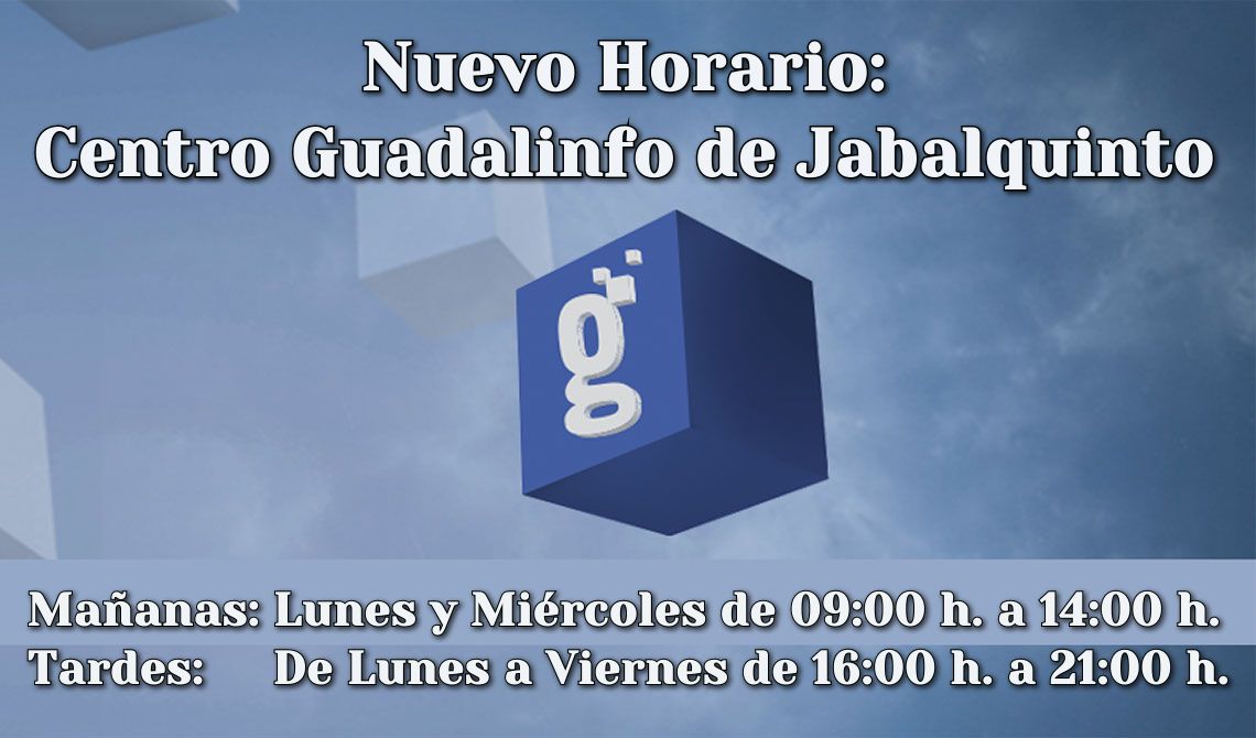 CGJabalquinto's tweet photo. El único cambio que ha habido en el nuevo horario afecta a las mañanas que ahora el Centro Guadalinfo de Jabalquinto abre los Lunes y Miércoles de 09:00 h. a 14:00 h. https://t.co/sjE8zFcoyZ