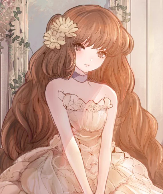 ふわふわクリームケーキドレス
(アニメ塗り、厚塗り、習作)

たっぷりのクリームをイメージした
ふわふわの甘いレースに包まれた、
女の子の夢のドレスを身にまとって。

背景と油彩風の塗りの練習のための習作です。

#絵練習 #illustration  #オリジナルイラスト 
#絵描き人  #創作の狼煙 