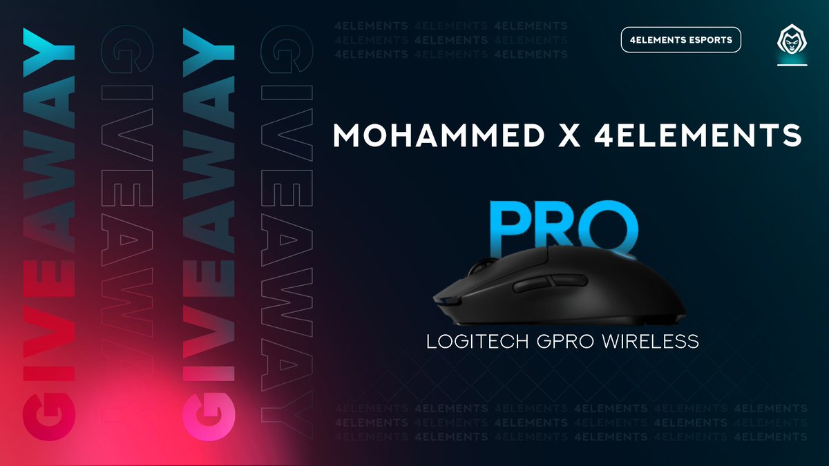 GIVEAWAY!!

To celebrate joining <a href="/4Elementse/">4Elements Esports</a> . 
We have teamed up on giving away a Logitech Gpro Wireless mouse to our community!

How to enter:
• RT the tweet
• Like
• Follow @Mohammedsr4_  &amp; <a href="/4ElementsE/">4Elements Esports</a> 

Ends : 16 january
Goodluck! 📦