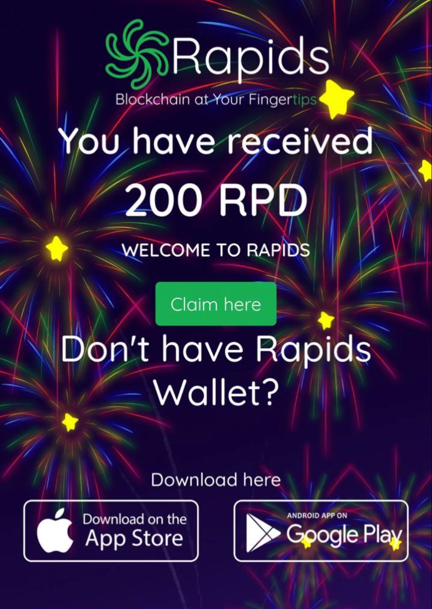 Challenge for those that don't have #RapidsNetwork #MobileWallet
#LinkShare of 200 $RPD 1st 20 screenshots
Rules
*Download Wallet Apple apps.apple.com/ge/app/rapids-… or Google play.google.com/store/apps/det…
*SS to t.me/RapidsTipbot
*Post on App
*Follow <a href="/RapidsOutreach/">Rapids Outreach</a>
*RT &amp; Tag 3Friends
