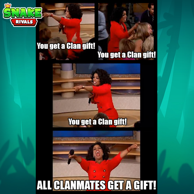 SnakeRivals's tweet photo. RT and tag a clanmate that is most likely to share gifts on Snake Rivals! 🎁
#SnakeRivals #SnakeMyDay https://t.co/O0WvjOee7R