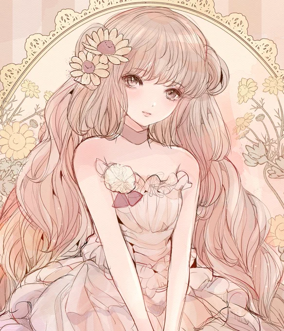 ふわふわクリームケーキドレス
(ペン画、水彩画、デジタル絵)

優しく甘いホイップクリームと
砂糖菓子をあしらった女の子の夢のドレス。
素敵なティータイムはいかがですか?

淡く優しい水彩シリーズの女の子イラストです。

#illustration  #創作 #絵描き人 #絵描き交流館  
#イラスト基地 