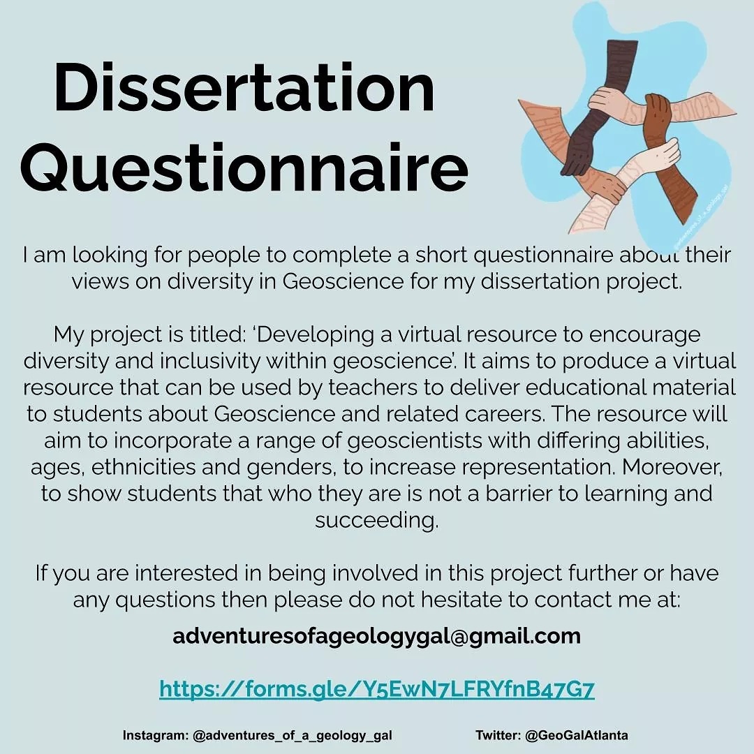 GeoGalAtlanta's tweet photo. For my dissertation @UOP_SEGG I am collecting data about public perceptions of diversity in Geoscience!

The more people that fill it out the better so feel free to pass it on!

https://t.co/Y044wNg8Aj

#dissertation #diversityingeoscience #diversityinstem #geology #diversity https://t.co/eb1fEduab3