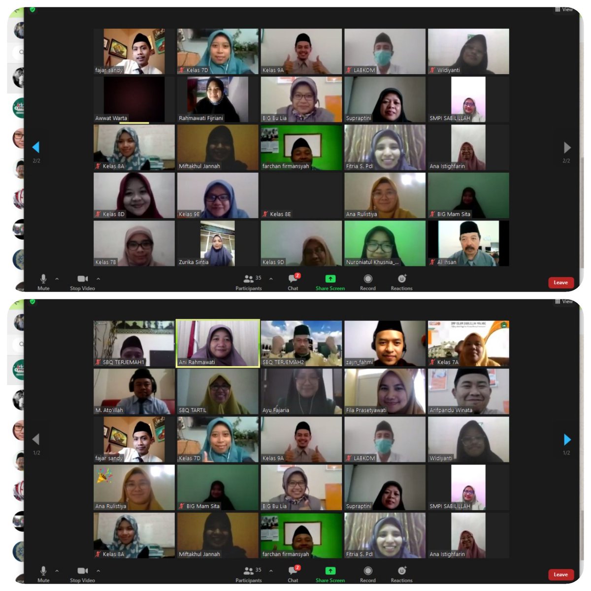 azz_phUnn's tweet photo. Tiap pagi dan sore kami slalu live meeting membahas PBM daring dan evaluasinya, yaa inilah usaha kami ditengah pandemi, tetap memberikan pelayanan terbaik utk anak didik kami, smga pandemi in sgra berakhir, kami sangat rindu bertemu dgn anak2 di sekolah #smpisabilillahmalang https://t.co/DZE0vHlqUf