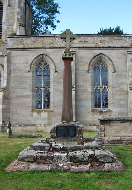 Moving into the churchyard, we find the stepped base of a late medieval cross, restored in 1919 with a wheeled cross head as a war memorial. You can just see it by the chancel. The Roll of Honour is sited by the west door. No artists' details for these.Cross image: P L Chadwick
